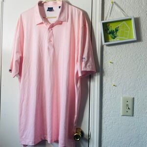 Dunning Golf XXL Pink Leaf Print‎ Short Sleeve Polo Shirt Men's